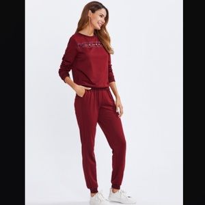 Eyelet Crisscross Detail Pullover & Sweatpants Set